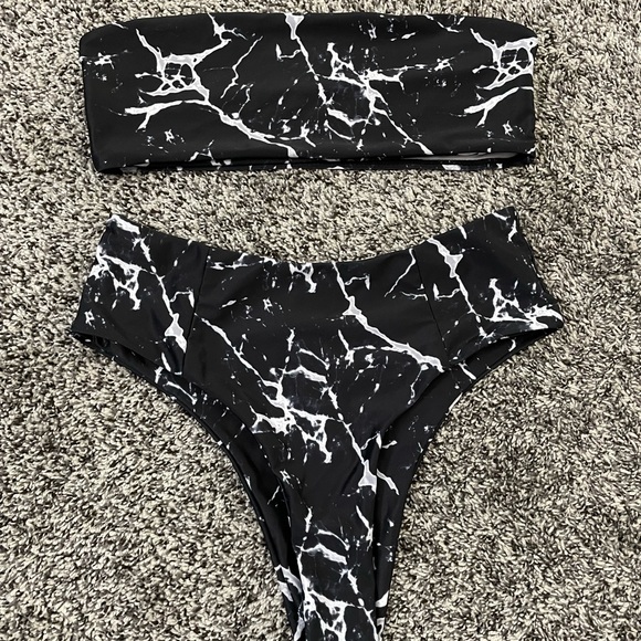 SHEIN marble 2 piece bandeau bikini set - Picture 1 of 2